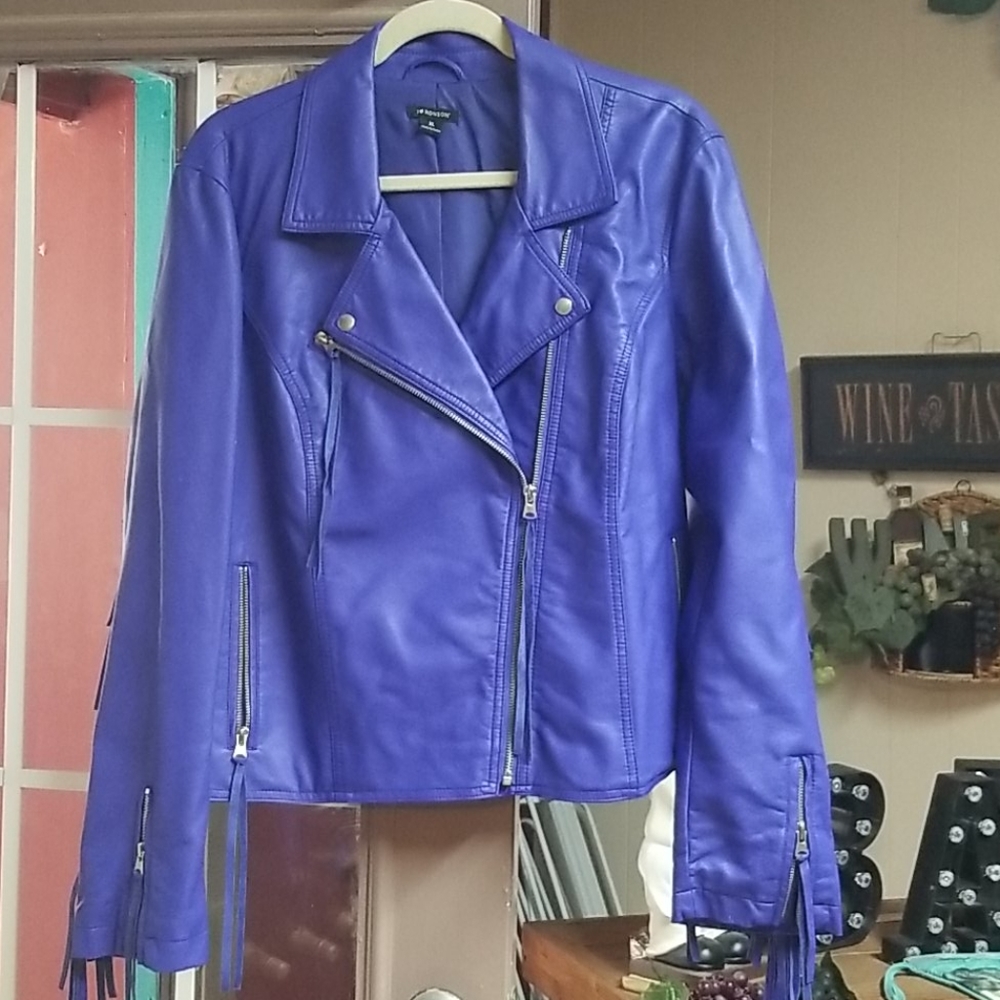Leather fringe jacket